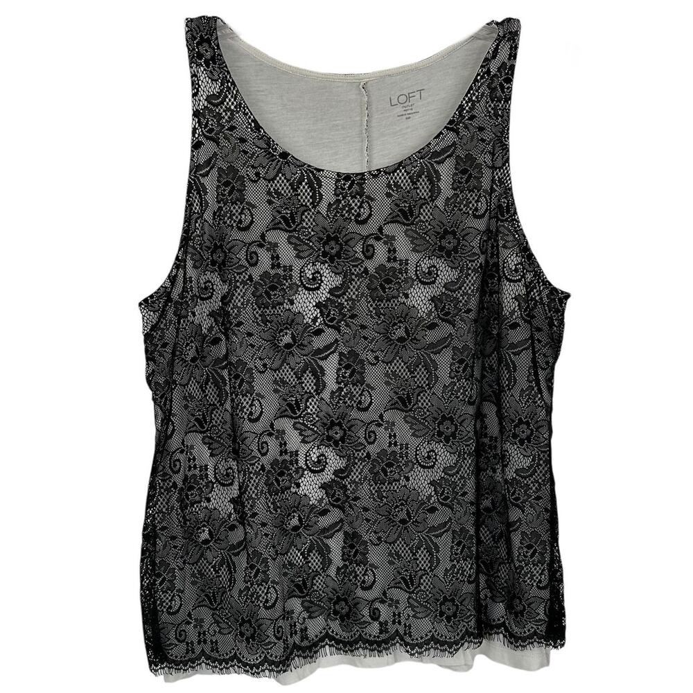 Loft Women Black Lace Sleeveless Tank Top Whimsigoth Lingerie Medium Petite - Picture 1 of 6